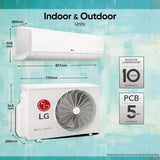 LG 1 TON 3 STAR INVERTER, Split AC, AI Convertible 6-in-1, with Anti Virus Protection, 2024 Model US-Q12BNXE